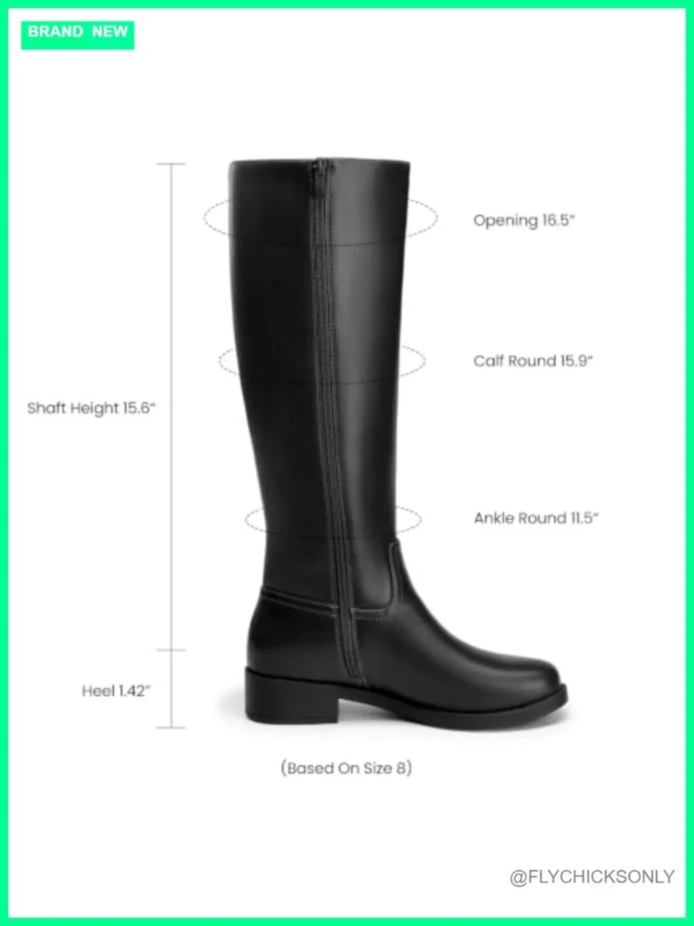 Women's Knee High Boots Faux Leather Square Toe Side Zipper Flat Chunky Heel